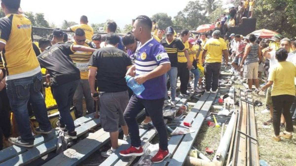 Colapsa gradería previo a juego de semifinal en Segunda División de El Salvador