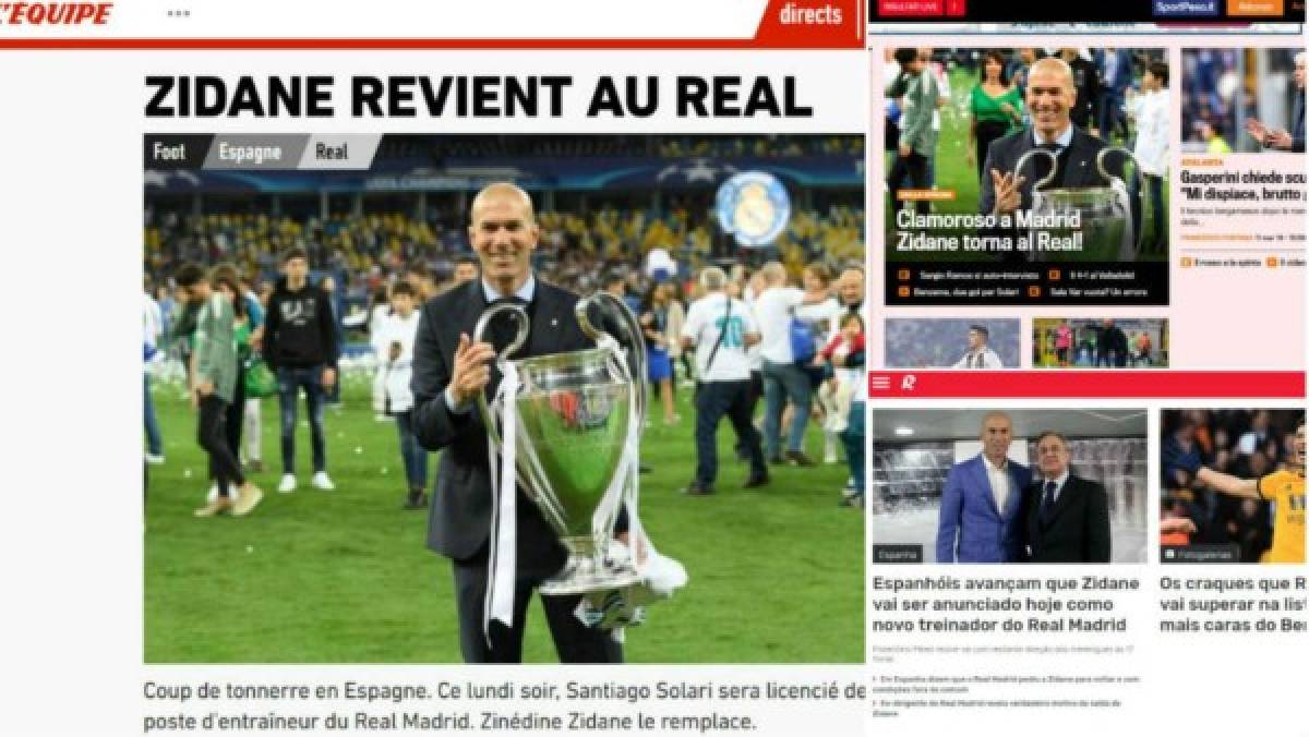 La prensa mundial resalta en sus portadas el regreso de Zidane al Real Madrid