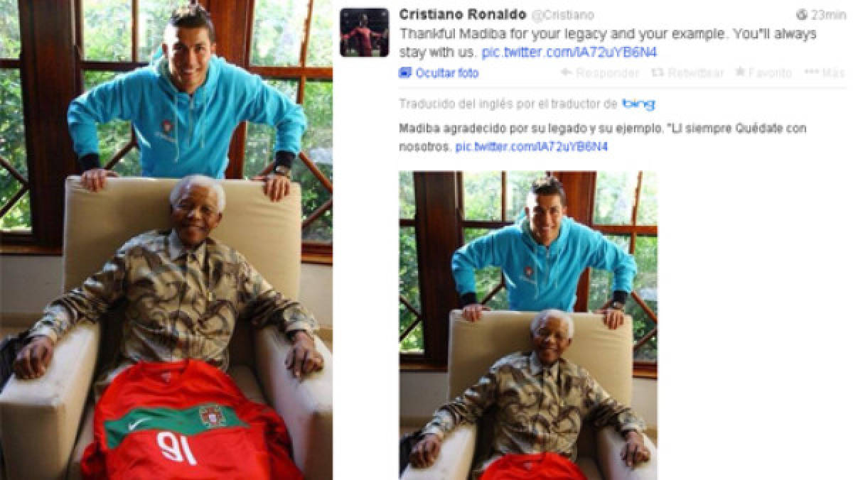 Cristiano expresa sus condolencias por muerte de Nelson Mandela