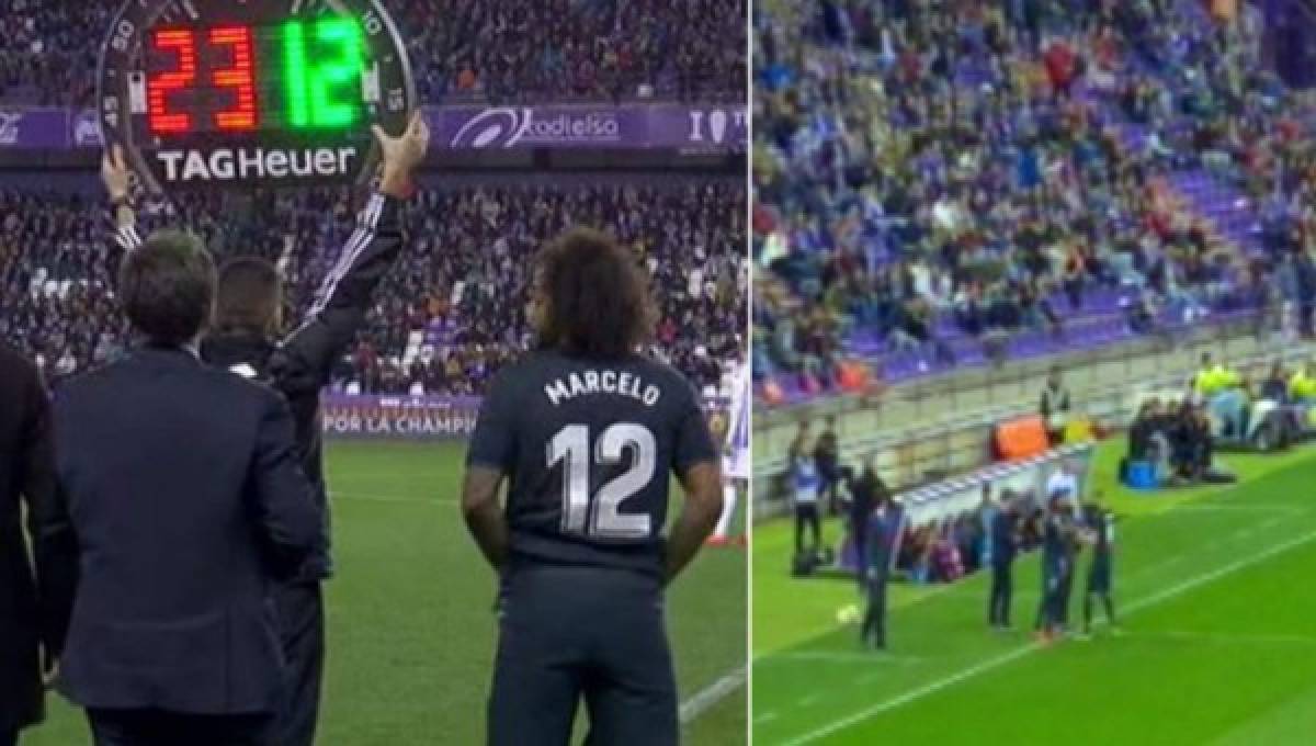 NO SE VIO EN TV: El bonito gesto de Benzema con Marcelo, la preocupación de Solari y el apagón en el estadio