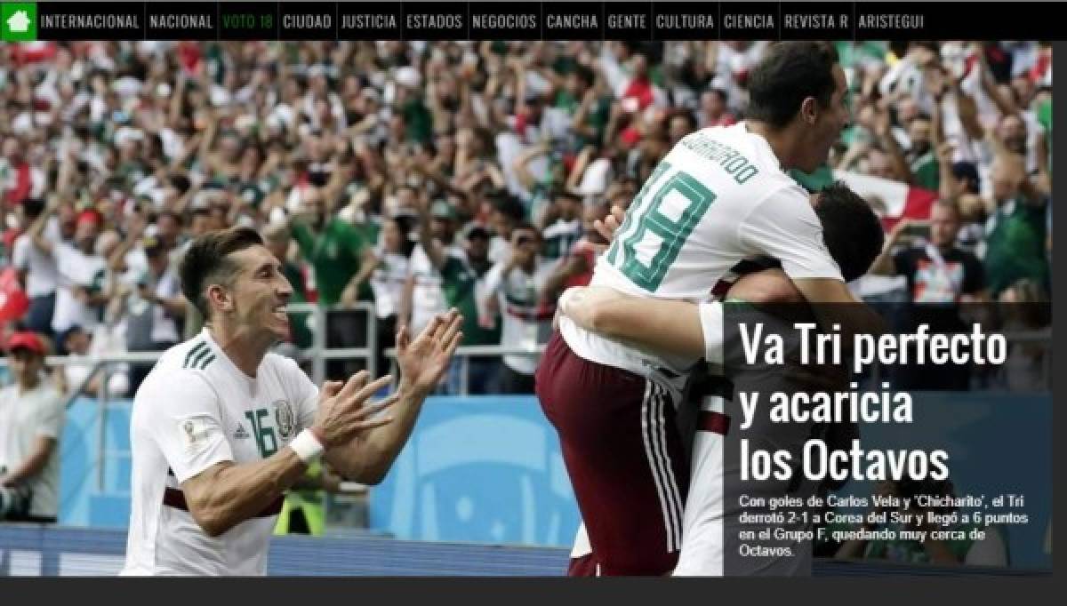 Bien chingones: Prensa mundial se rinde a México por nuevo triunfo en Mundial de Rusia