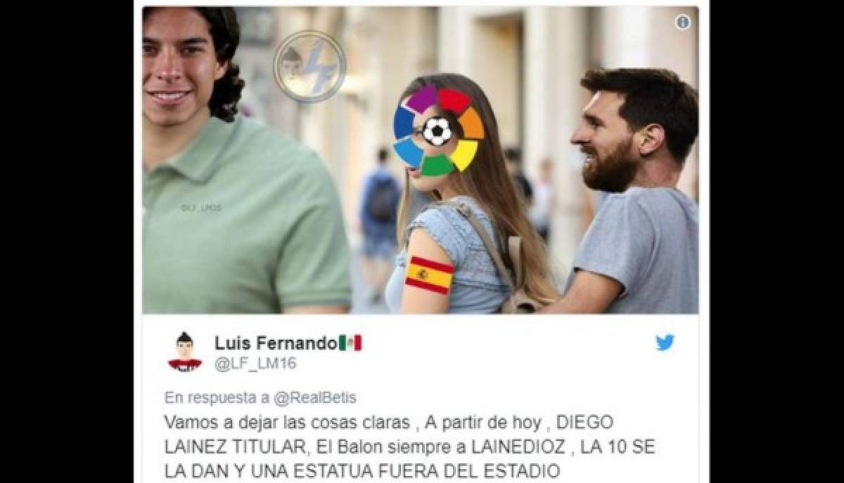 Los otros memes que 'descuartizan' a Diego Lainez por su gol con el Betis, ya lo comparan con Messi y Zidane