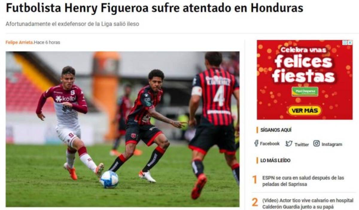 Así reacciona la prensa tras el intento de asesinato que sufrió Henry Figueroa