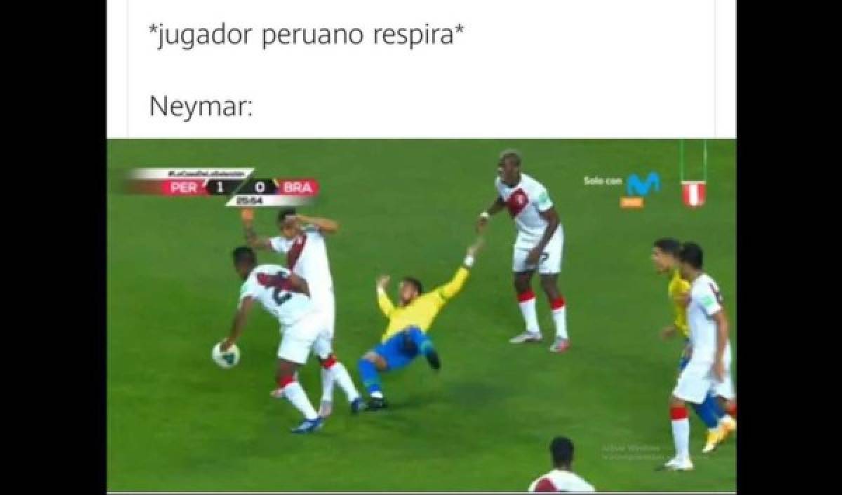 Los memes destruyen a Neymar por fingir faltas en un polémico Perú-Brasil