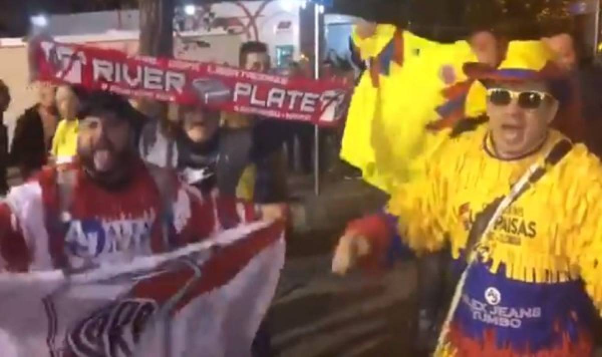 El júbilo de los aficionados de River Plate tras conseguir la Copa Libertadores en el Bernabéu