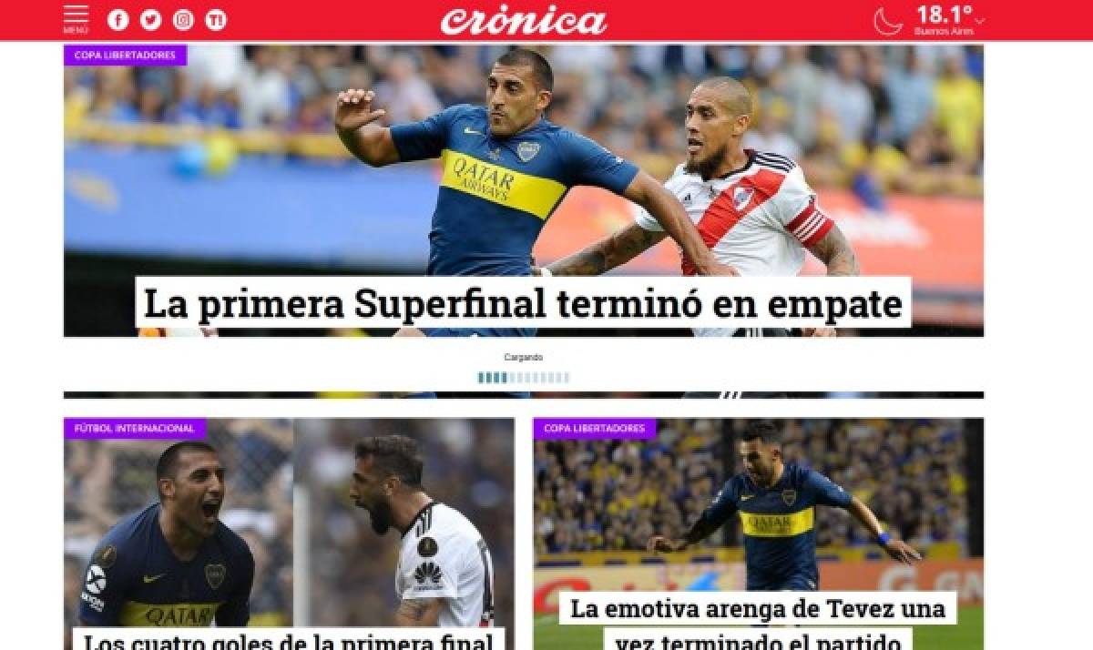 ¿River campeón? La guerra de portadas en el mundo tras la ida Boca Juniors - River Plate