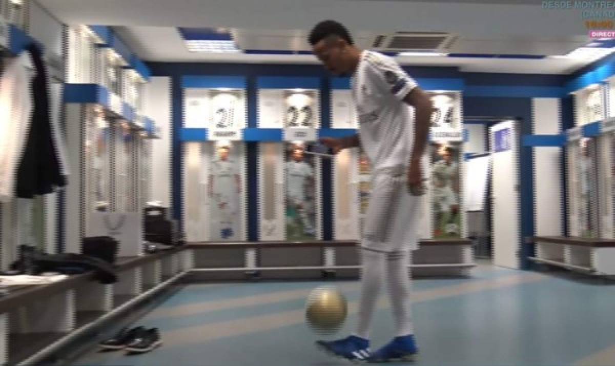 El gesto familiar, el beso al escudo del Real Madrid y la admiración de Militao en su presentación