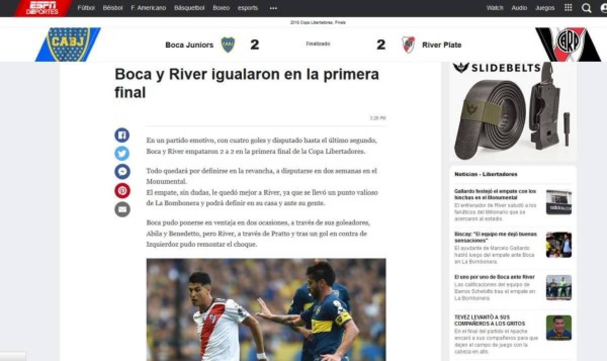 ¿River campeón? La guerra de portadas en el mundo tras la ida Boca Juniors - River Plate