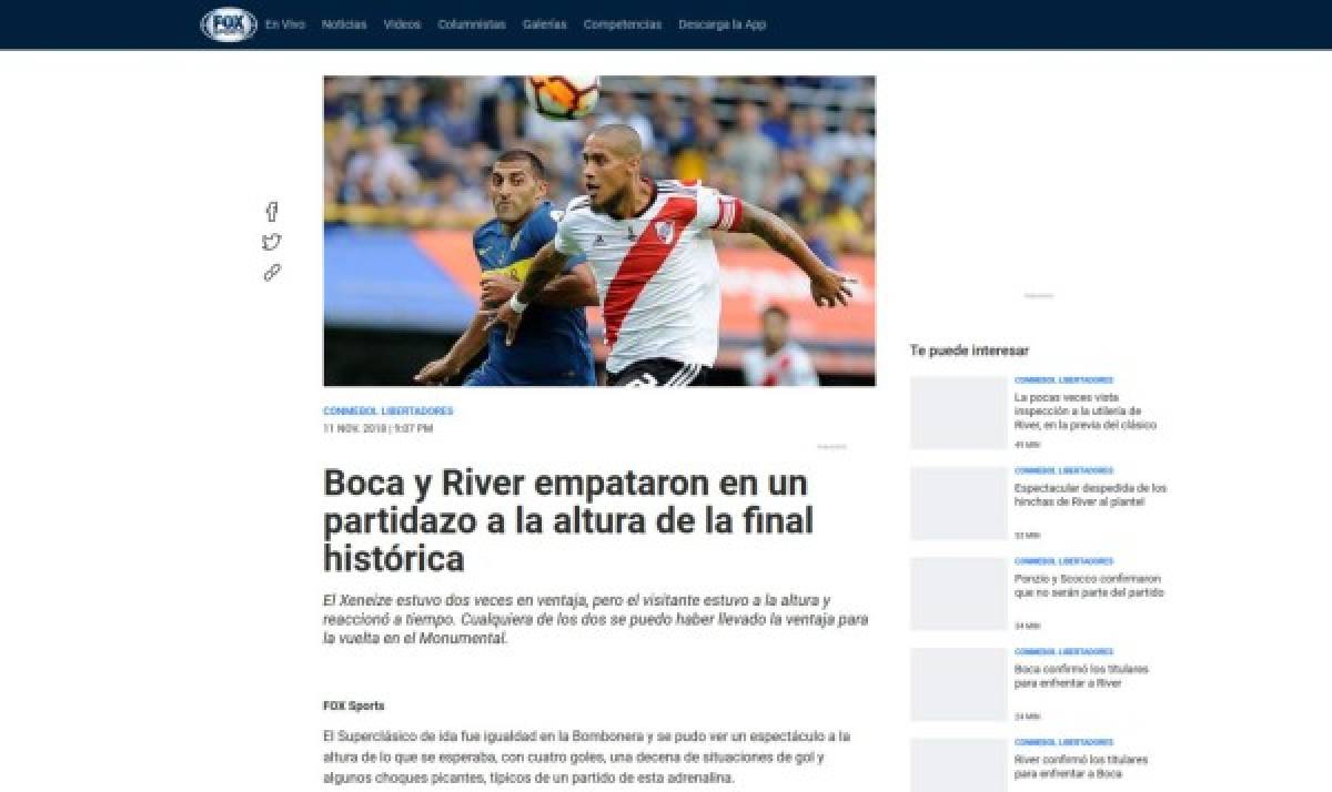 ¿River campeón? La guerra de portadas en el mundo tras la ida Boca Juniors - River Plate