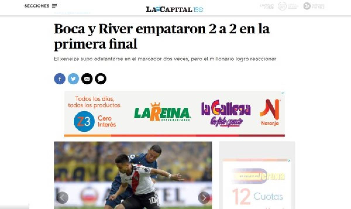 ¿River campeón? La guerra de portadas en el mundo tras la ida Boca Juniors - River Plate