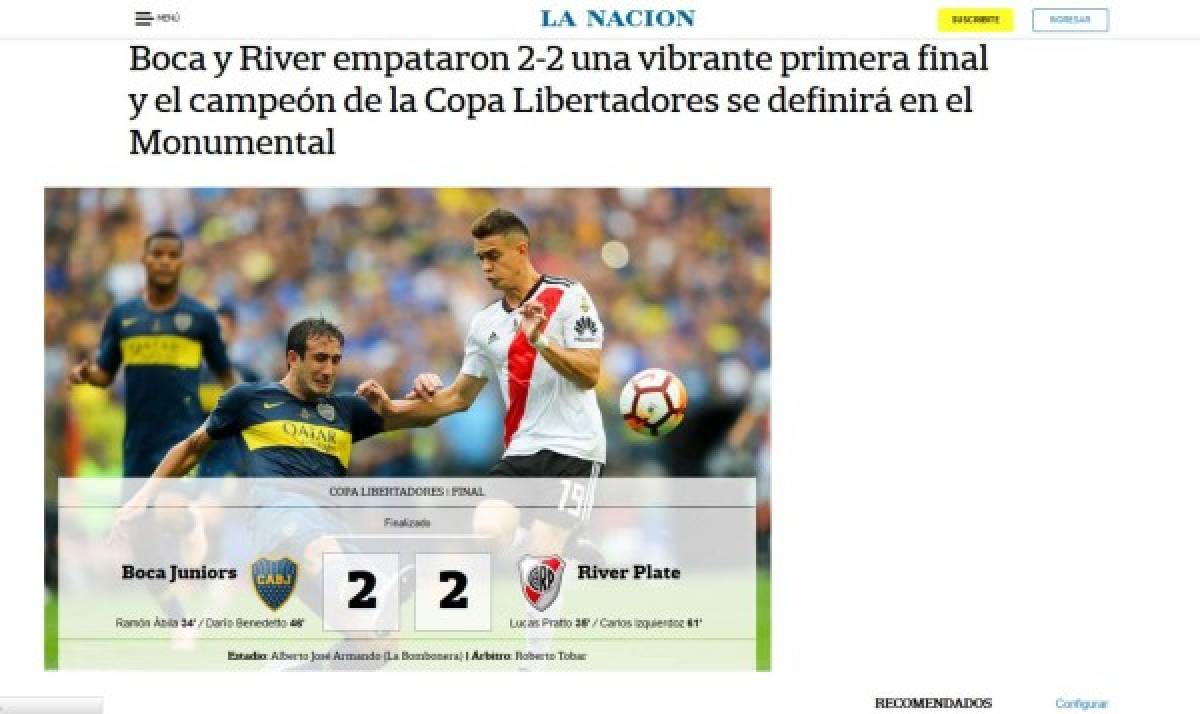 ¿River campeón? La guerra de portadas en el mundo tras la ida Boca Juniors - River Plate