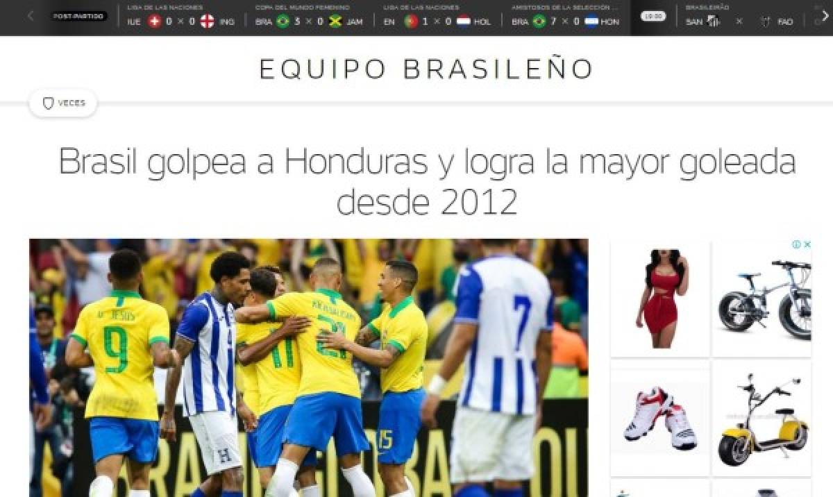 Lo que dice la prensa de Brasil tras el 7-0 a Honduras: 'Golpe y la mayor goleada'