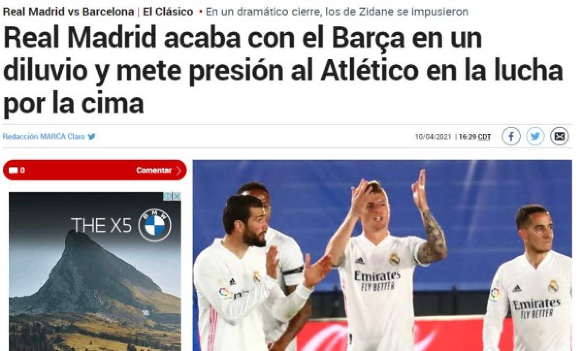 'A estos no hay quien los hunda', prensa mundial tras la victoria del Real Madrid sobre Barcelona