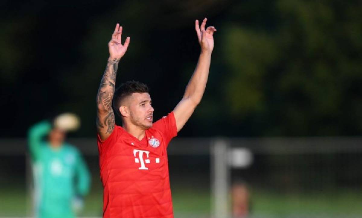 Bayern Munich's French defender Lucas Hernandez gestures during the pre-season friendly football match between FC Rottach-Eger and FC Bayern Munich in Rottach-Eger, southern Germany on August 8, 2019. (Photo by Christof STACHE / AFP)