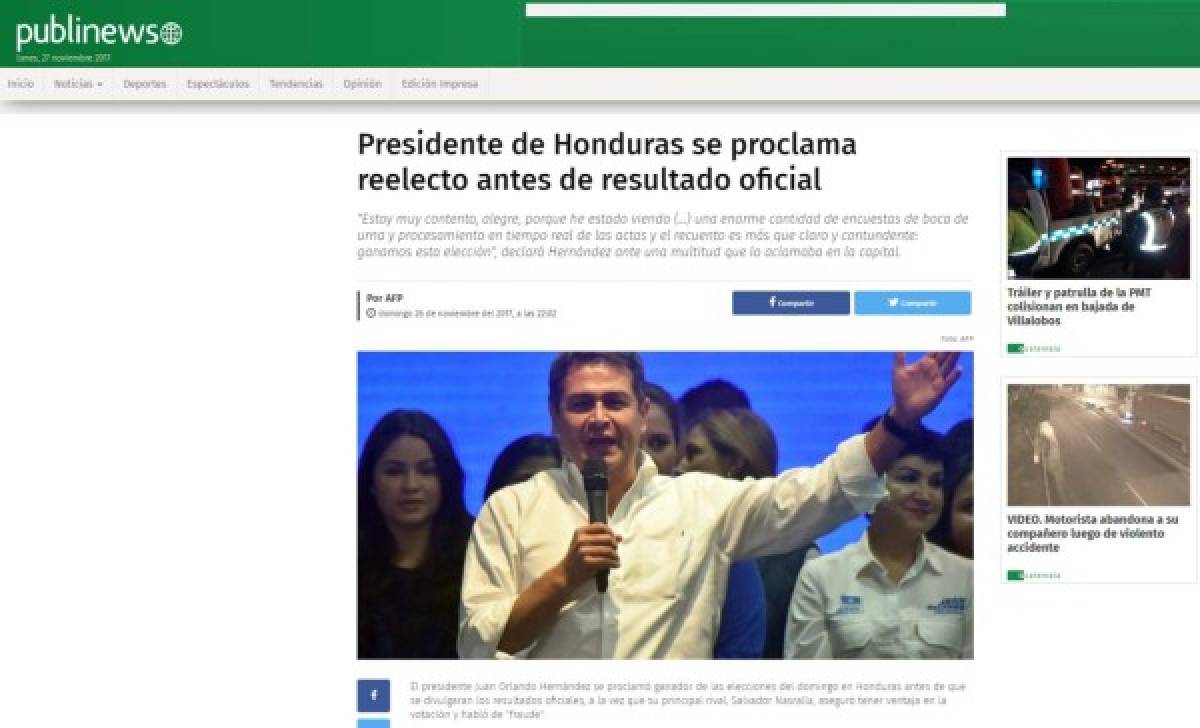 Así reaccionan los medios internacionales sobre las elecciones de Honduras