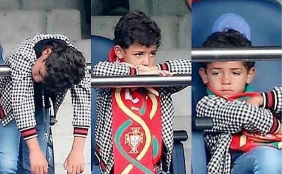 Hasta el Hijo de Cristiano Ronaldo se aburrió durante el juego