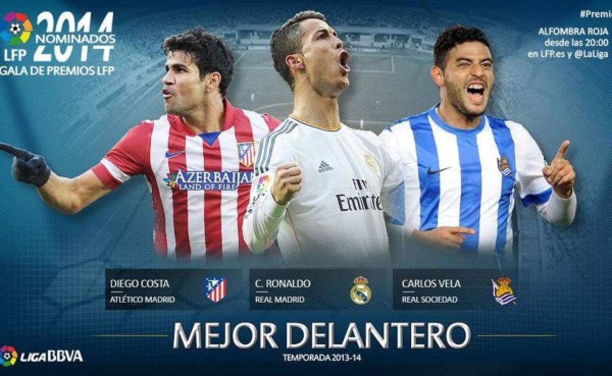 Cristiano, Costa y Vela candidatos a mejor delantero en España