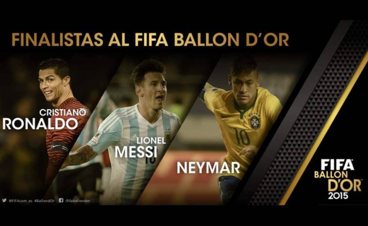 Lionel Messi, Cristiano Ronaldo y Neymar finalistas al Balón de Oro 2015