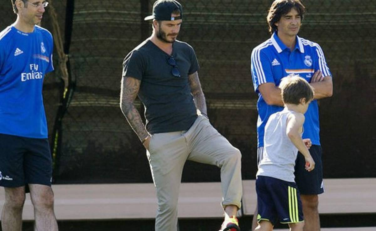 David Beckham asiste al entrenamiento del Real Madrid