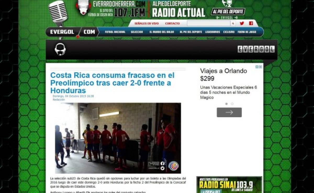 Prensa tica: 'Costa Rica consuma fracaso en el Preolímpico'