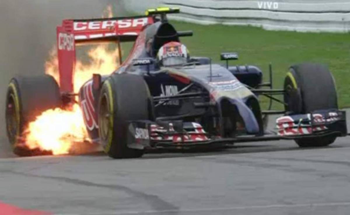 VIDEO: Así se incendió el automóvil del piloto ruso Daniil Kvyat