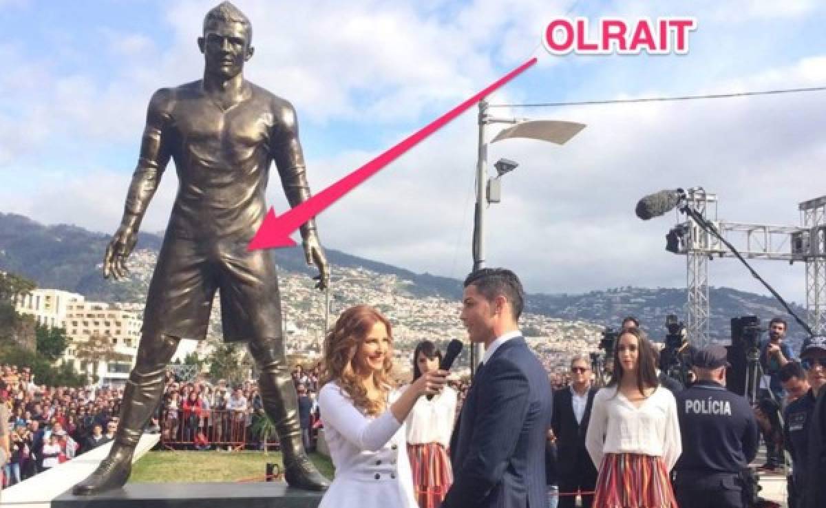 Usuarios de Twiitter notan el 'curioso detalle' en la estatua de Cristiano Ronaldo