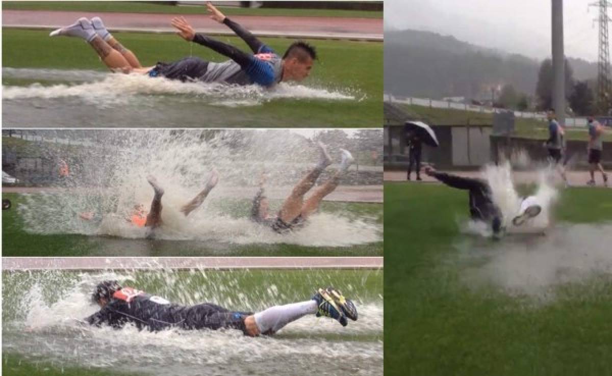 VIDEO: Jugadores del Nápoli se divierten en poza de agua