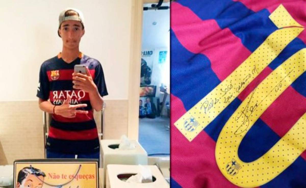 Increíble reacción del hijo de Mourinho tras recibir una camiseta de Messi