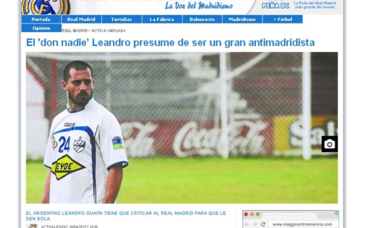 En España arremeten contra Leandro Guaita por ser 'anti' Real Madrid