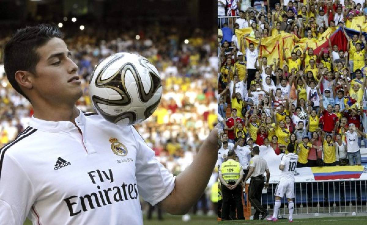 Colombianos le dieron la bienvenida a James Rodríguez en el Bernabéu