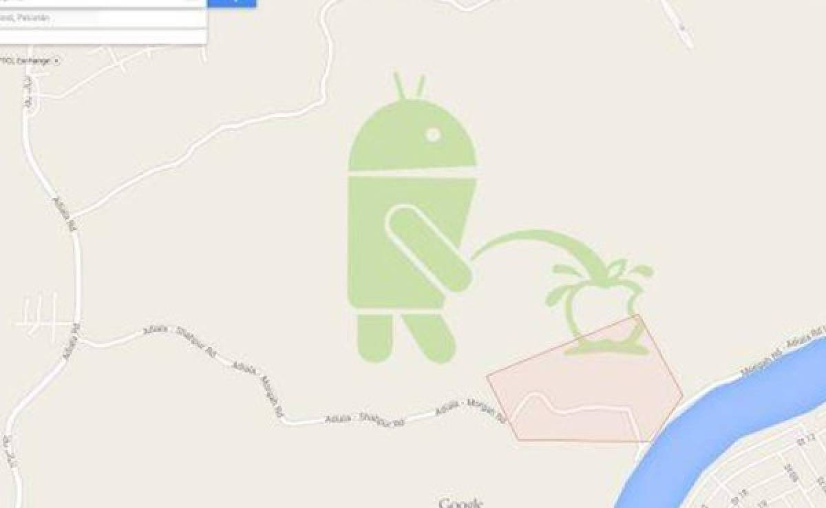 Google Map se disculpa por imagen de Android contra Apple en un mapa