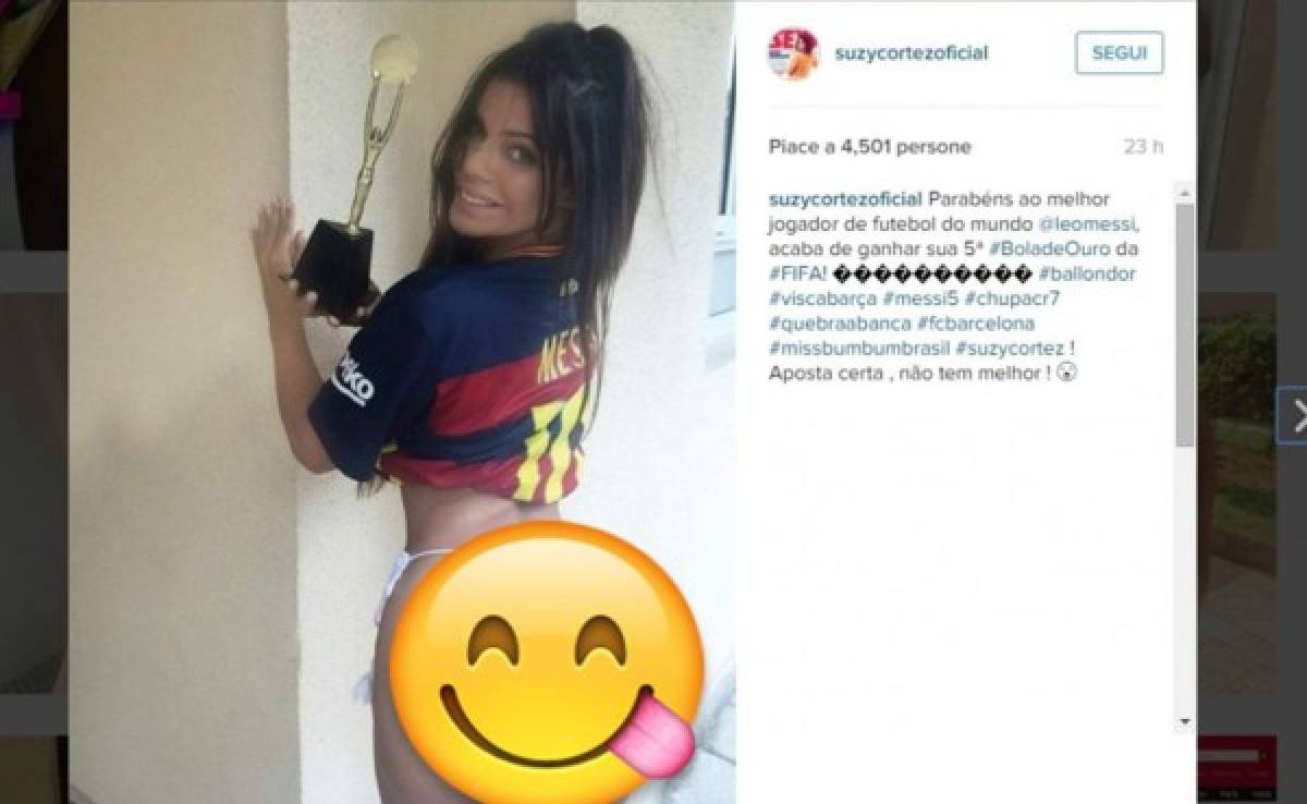 Miss Bum Bum 2015 realizó la felicitación más picante a Messi por su Balón de Oro