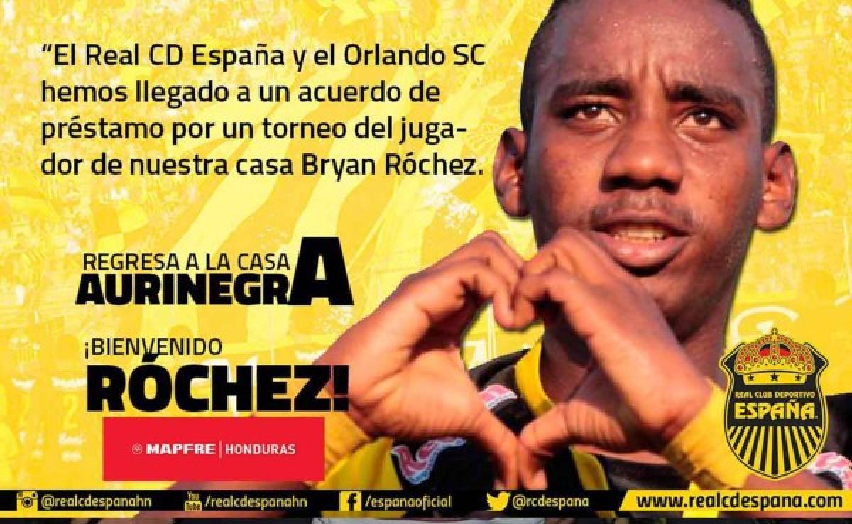 Oficial: Bryan Róchez regresa al Real España