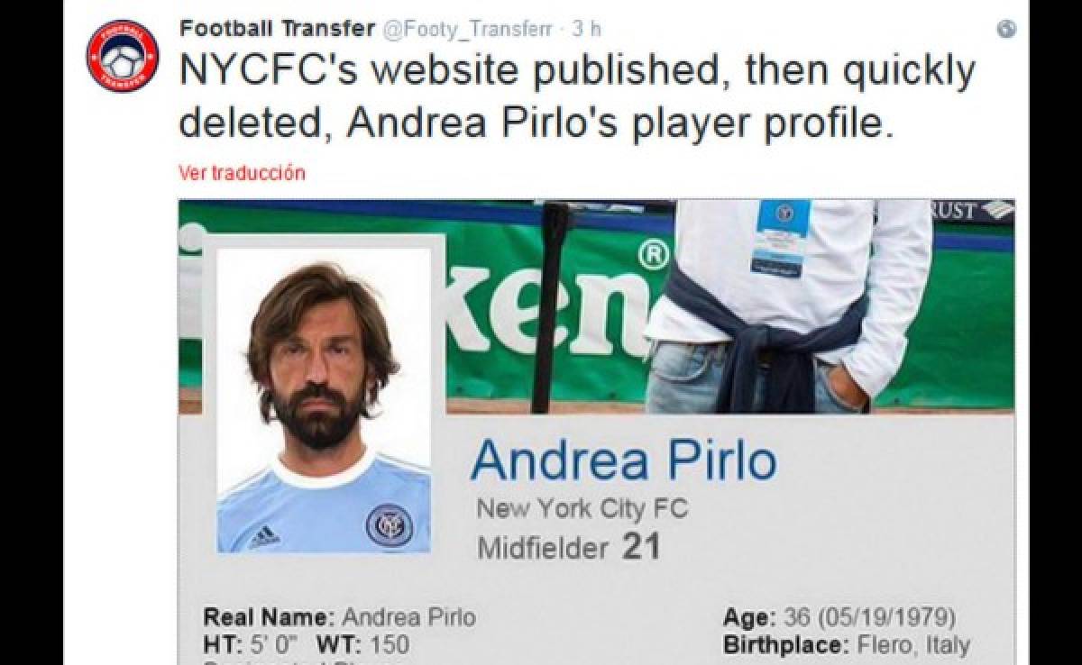 New York City adelantó por error el fichaje de Andrea Pirlo