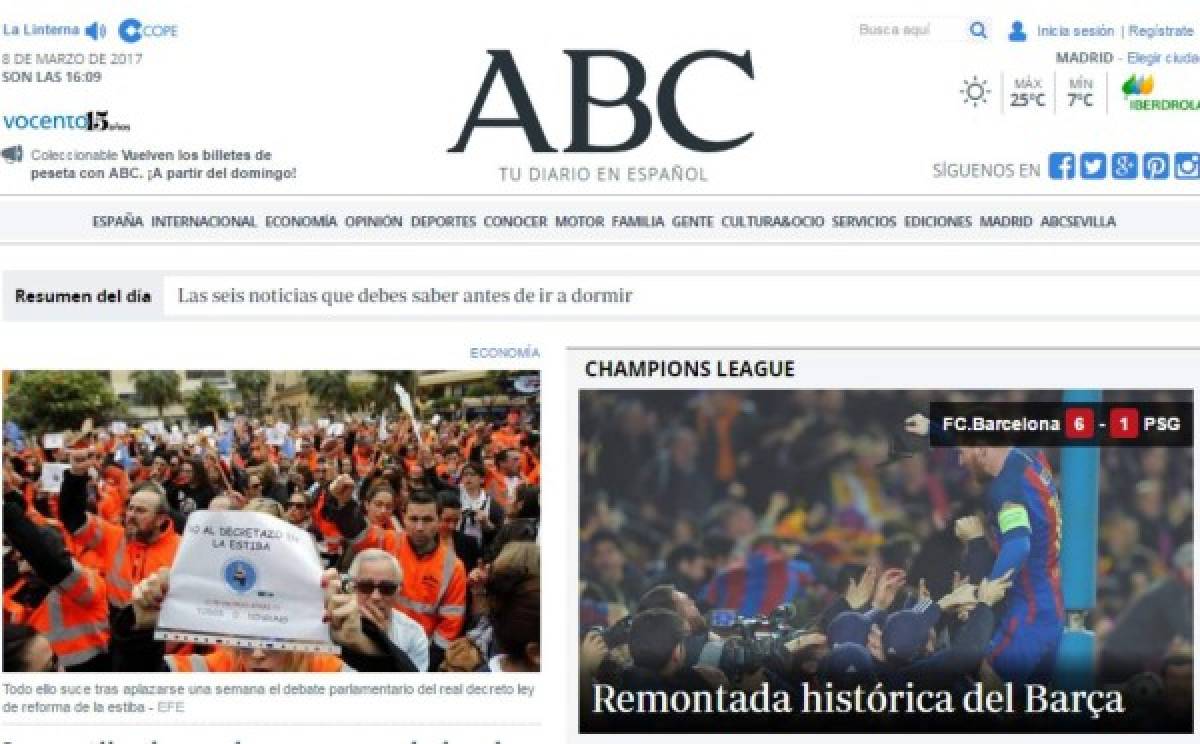 La prensa mundial se rinde al Barcelona: 'Proeza, apoteósico, grande el Barça'