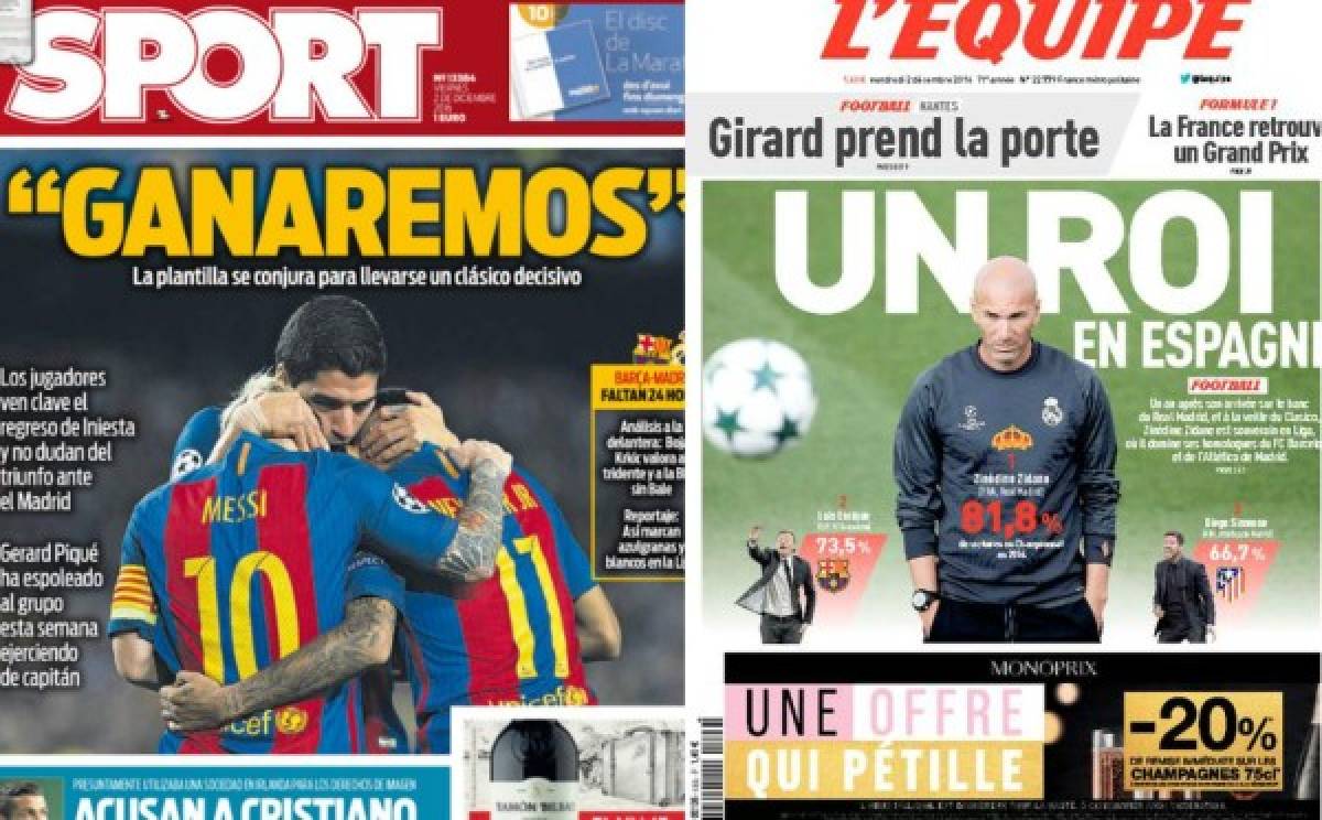 El clásico Barcelona-Real Madrid acapara las portadas en Europa