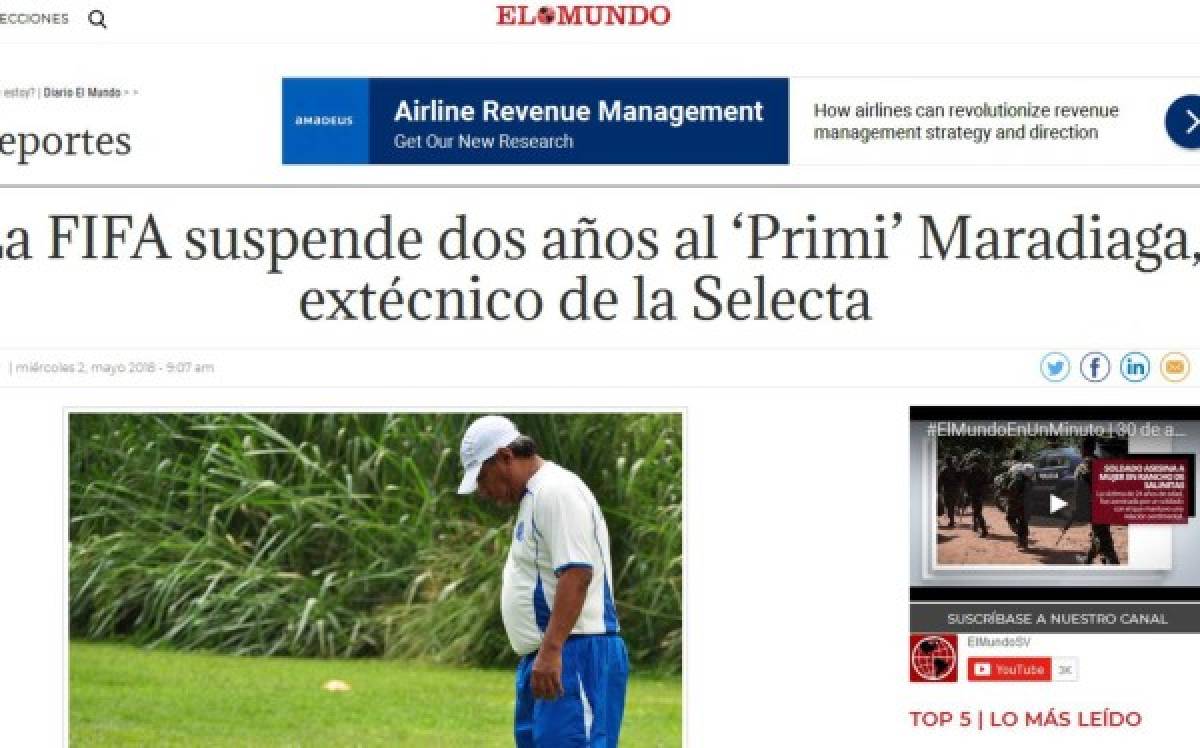 La prensa mundial hace eco del escándalo de Primi Maradiaga