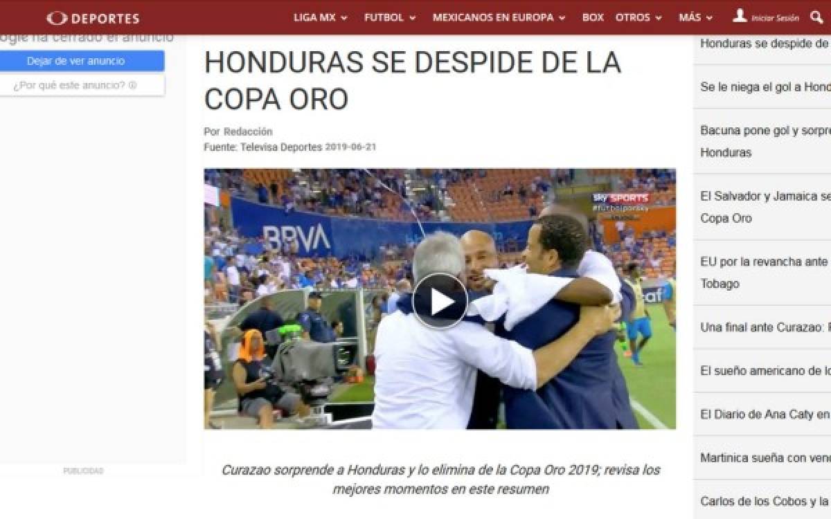 ¡Vergüenza! La prensa internacional y sus titulares sobre eliminación de Honduras a manos de Curazao