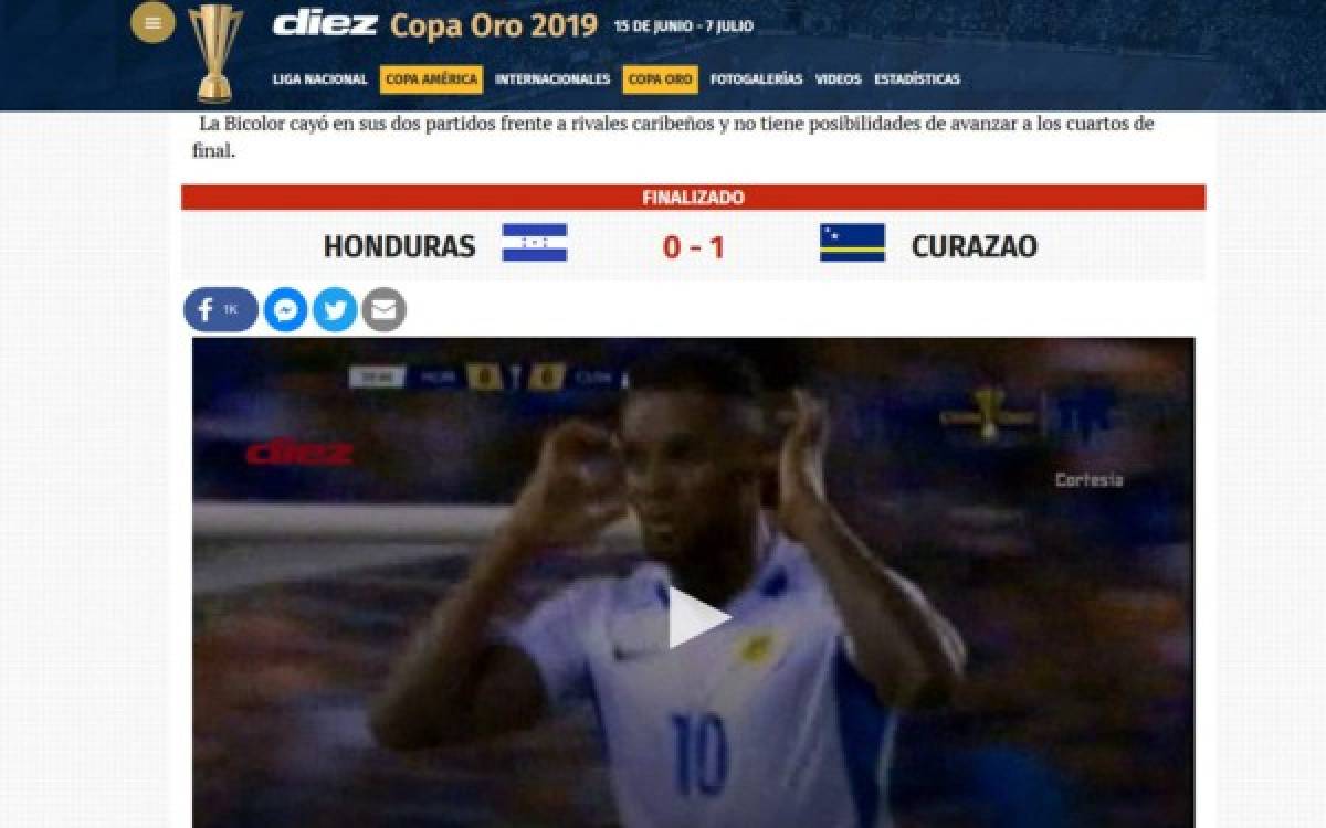 ¡Vergüenza! La prensa internacional y sus titulares sobre eliminación de Honduras a manos de Curazao