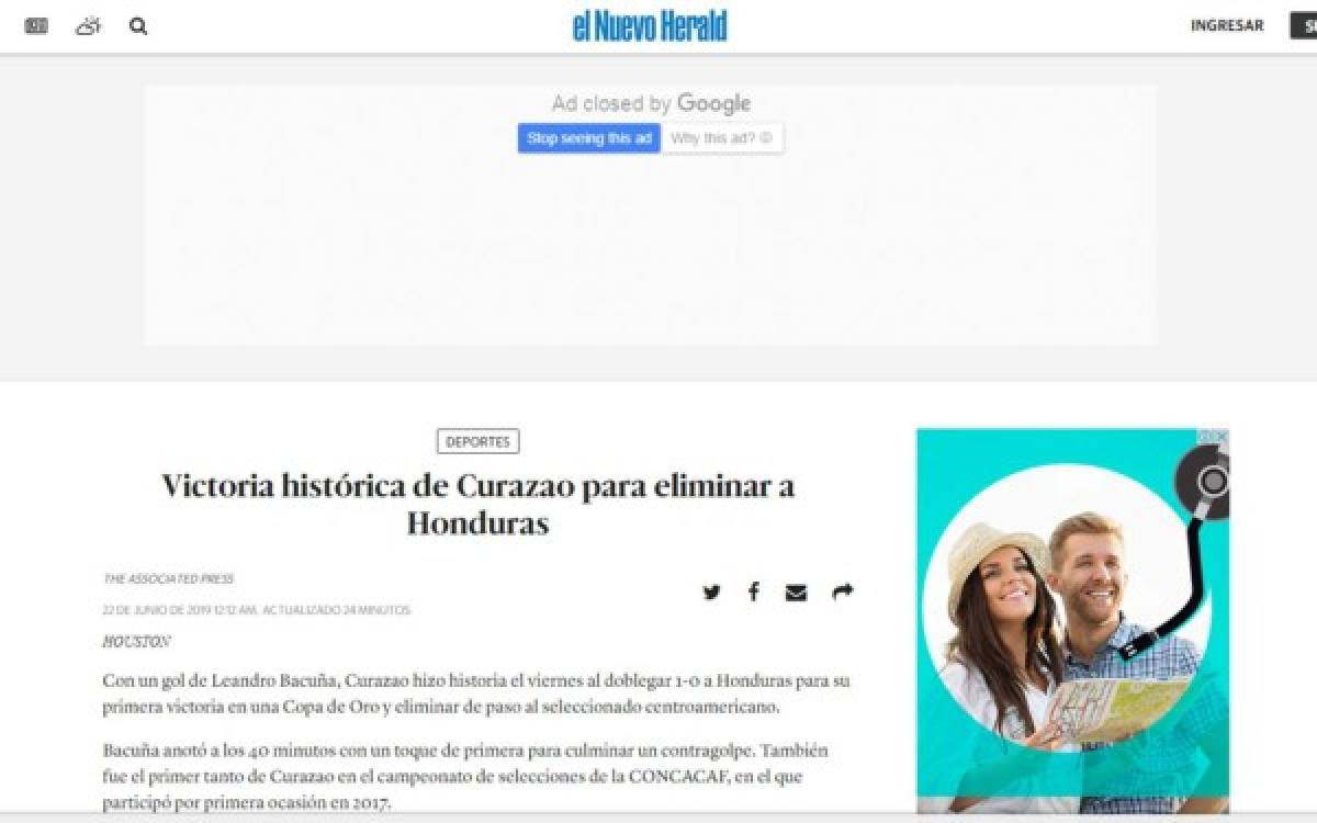 ¡Vergüenza! La prensa internacional y sus titulares sobre eliminación de Honduras a manos de Curazao