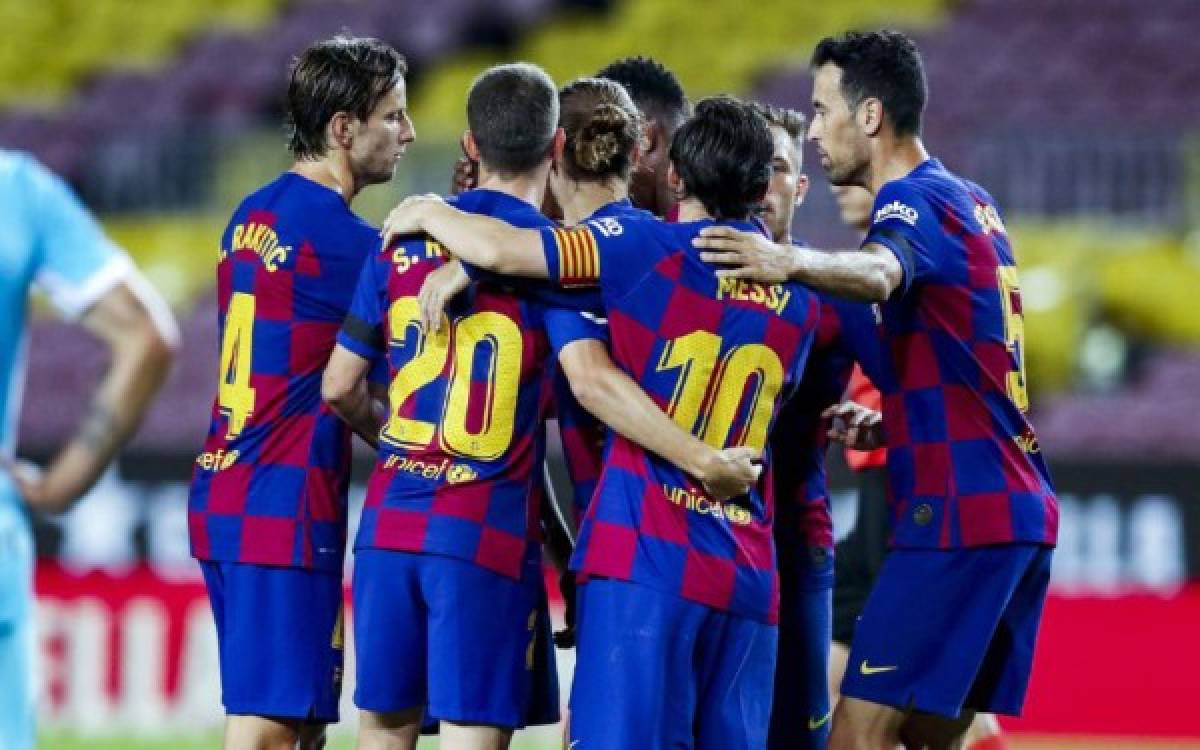 Fotos: El nuevo y raro festejo de Messi y así lució el Camp Nou en tiempos de coronavirus