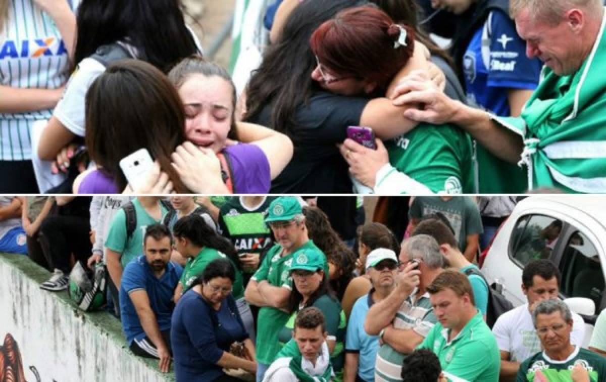 Llanto y dolor en familiares y aficionados del Chapecoense en Brasil