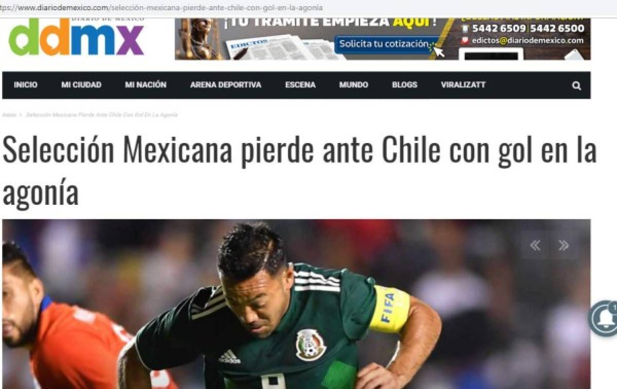 La prensa mexicana arremete contra su selección por perder contra Chile