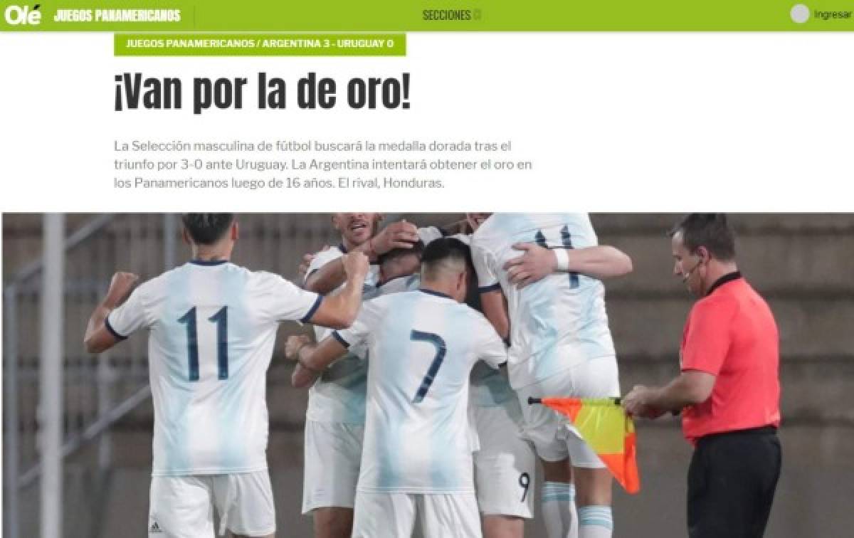 Lo que dicen los medios de Argentina sobre la final ante Honduras en Panamericanos