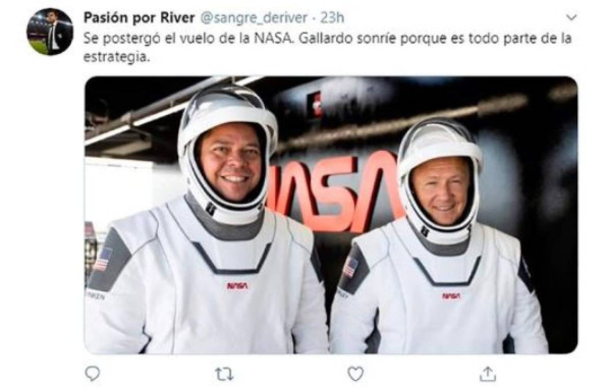 Memes del parecido de Gallardo, DT de River Plate, con un astronauta de la misión de la NASA