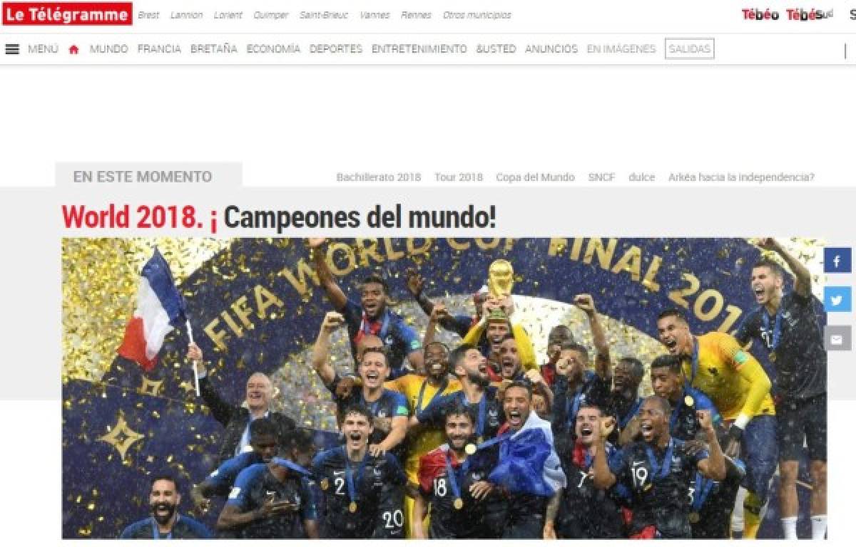 PORTADAS: Así titulan los diarios tras que Francia se corone campeón del mundo