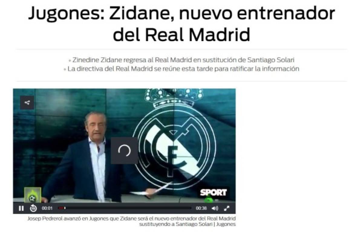 La prensa mundial resalta en sus portadas el regreso de Zidane al Real Madrid