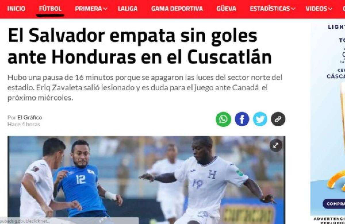 Lo que dice la prensa tras empate de Honduras y El Salvador; Faitelson destroza a Costa Rica y salvadoreños en pánico
