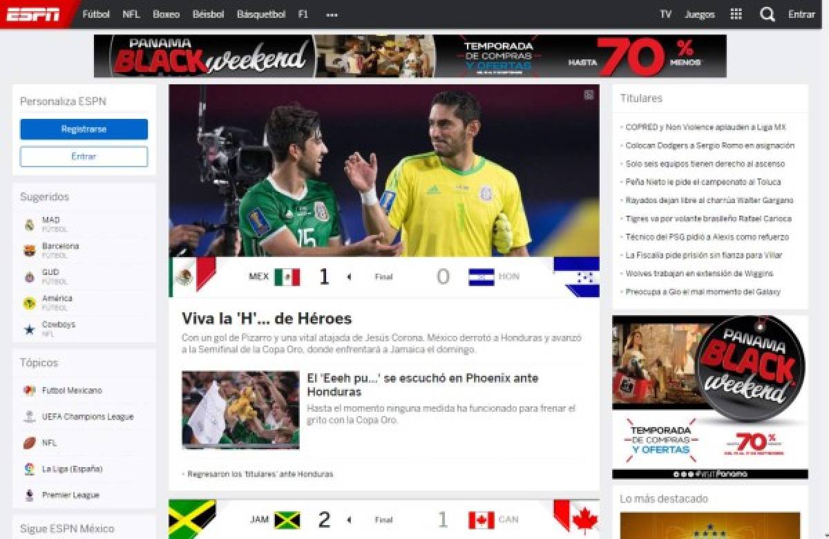 Las portadas de los medios de México y Honduras tras juego en Copa Oro