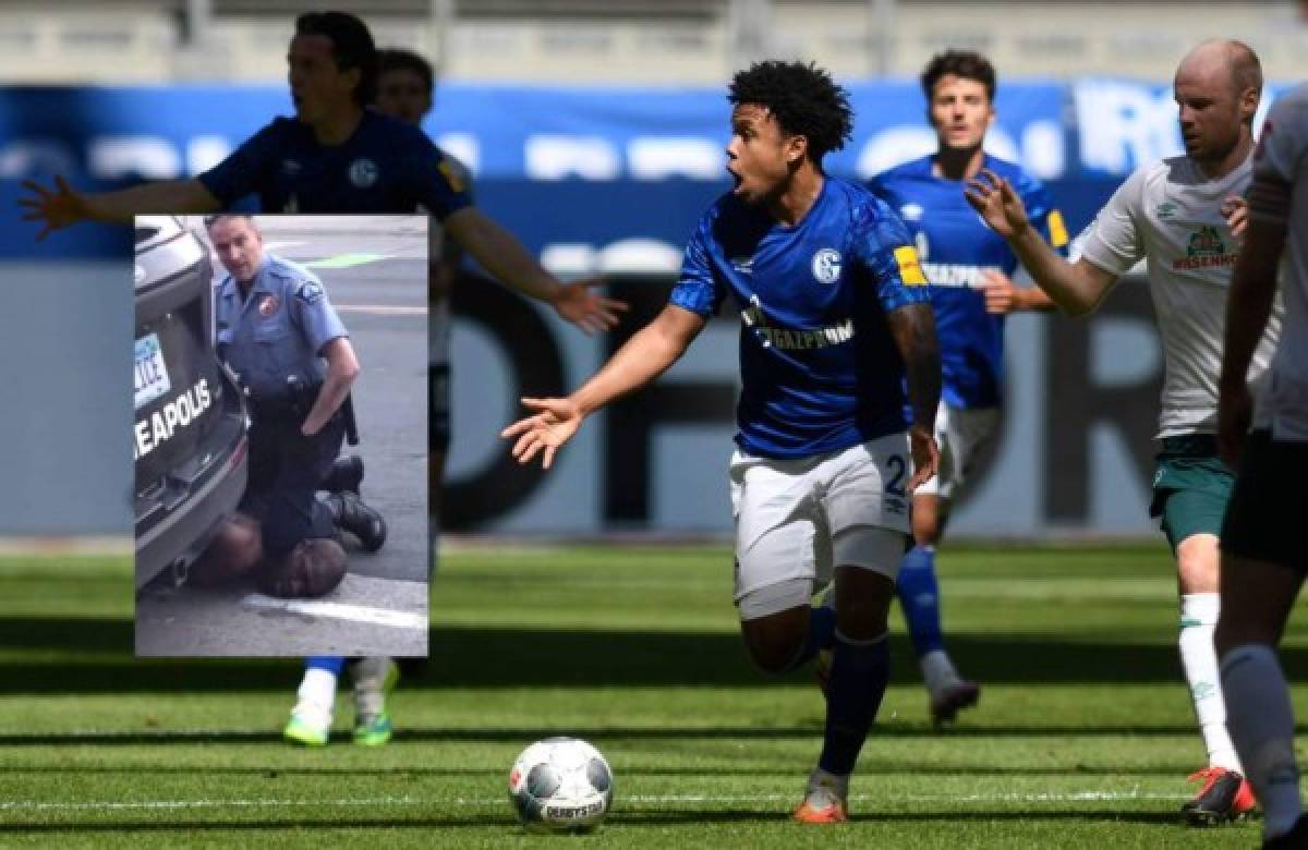 Jugador del Schalke McKennie porta brazalete con mensaje 'Justice for George'